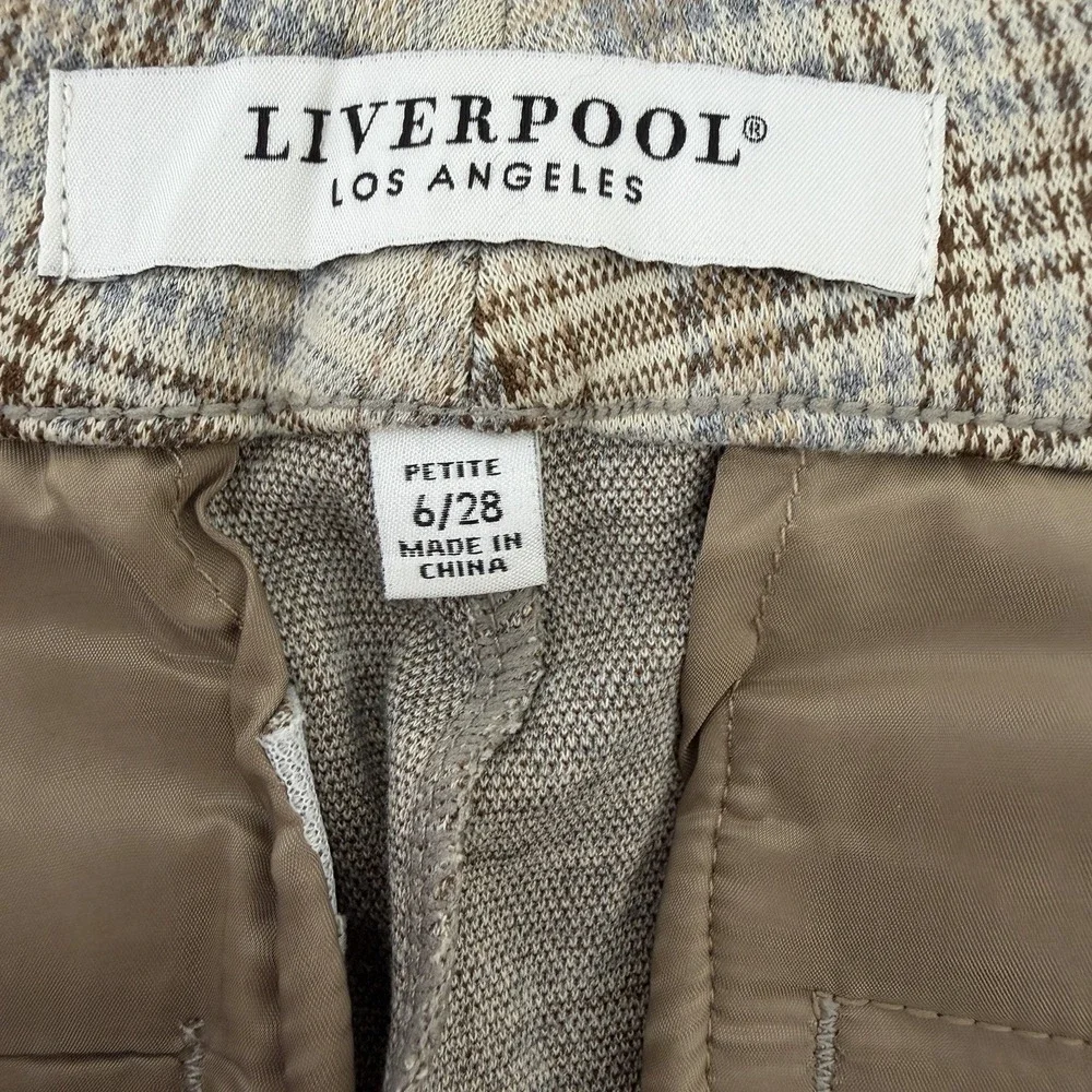 Liverpool Los Angeles Kelsey High Rise Trouser Petite 6/28 Plaid Pants Old Money